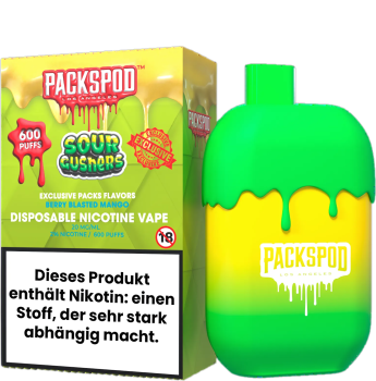 PackSpod - 600 Sour Gushers/Berry Blasted Mango 20mg